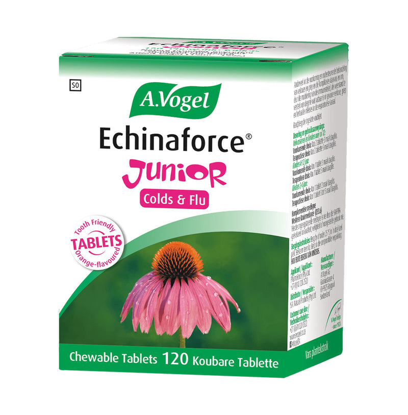 A.Vogel Echinaforce Junior Colds & Flu Chewable Tablets 120 Pack front and side packaging