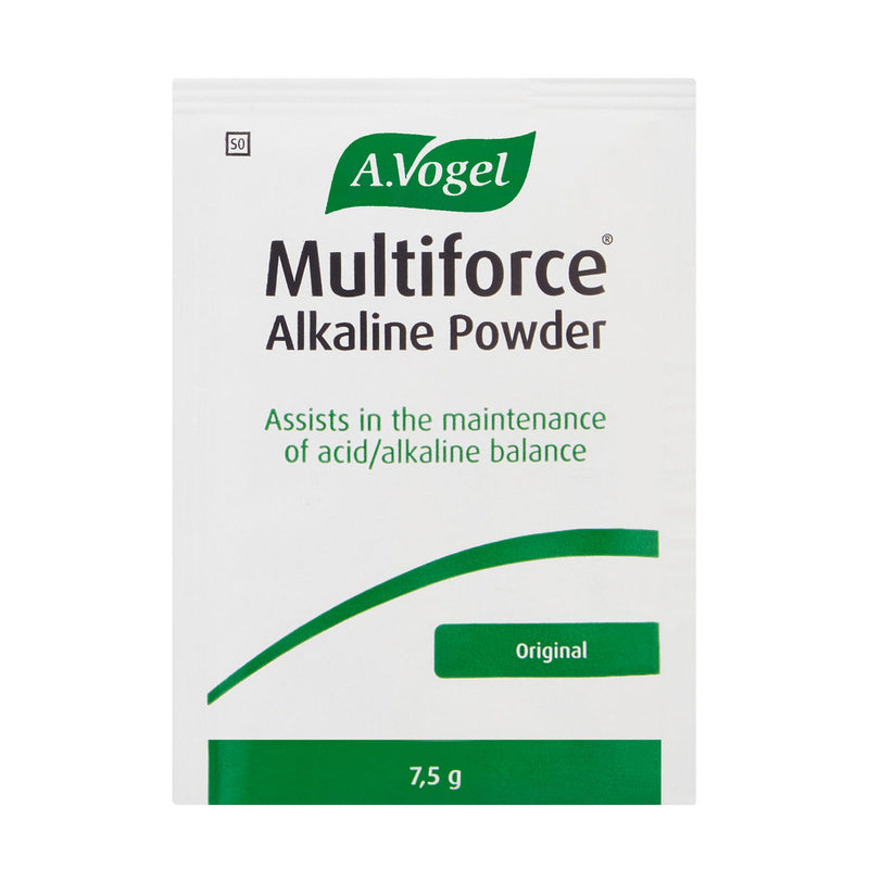 Close-up of the A.Vogel Multiforce Alkaline Original sachets box front