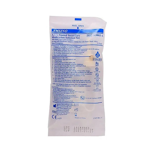 Amsino IV Adult Vented Second Set Male 20dr 203002 A 1 Unit