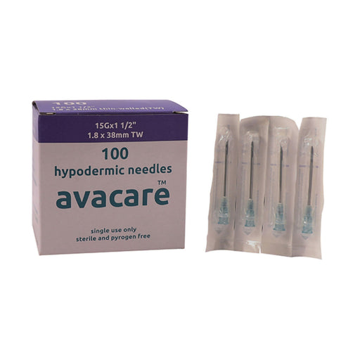 Avacare Needle 15g x 38mm Blue Grey 100 Pack