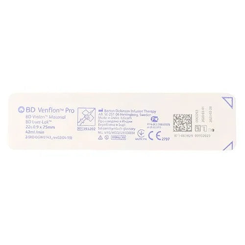 BD Venflon Pro 22g x 25mm Blue 1 Unit