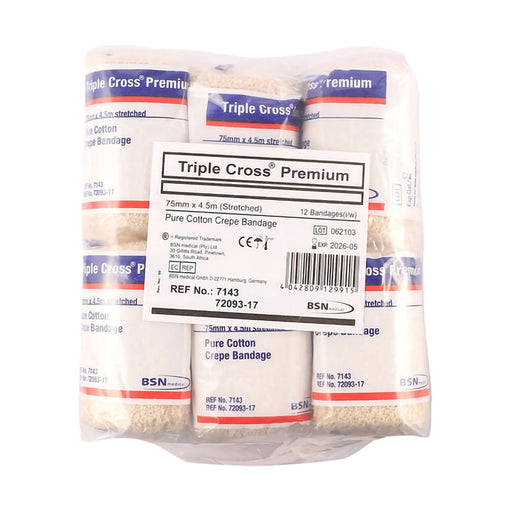 BSN Crepe 75mm x 4.5m Triple Cross 12 Pack