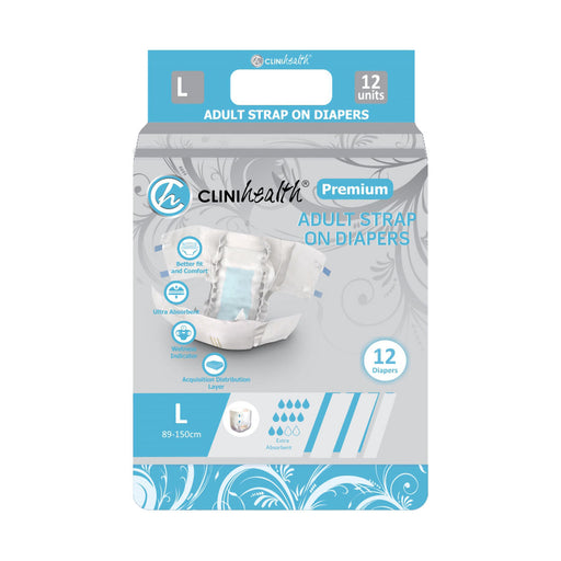 Clinihealth Adult Diapers Premium Strap On Large 12 Pack