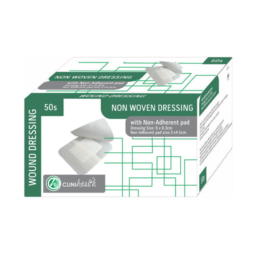Clinihealth non-woven adhesive dressing with pad 6 x 8.3 cm 50 pack