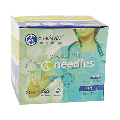 Clinihealth Needle 21g x 25mm Green 100 Pack
