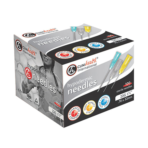 Clinihealth Needle 22g x 32mm Black 100 Pack