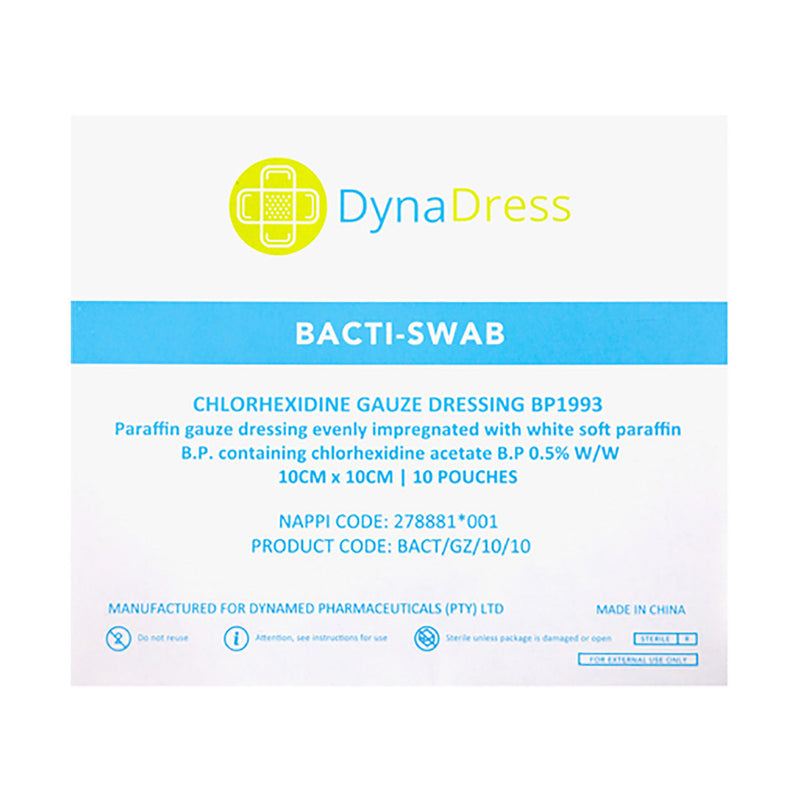 Dynadress Bacti Swab 10 x 10cm 10 Pack