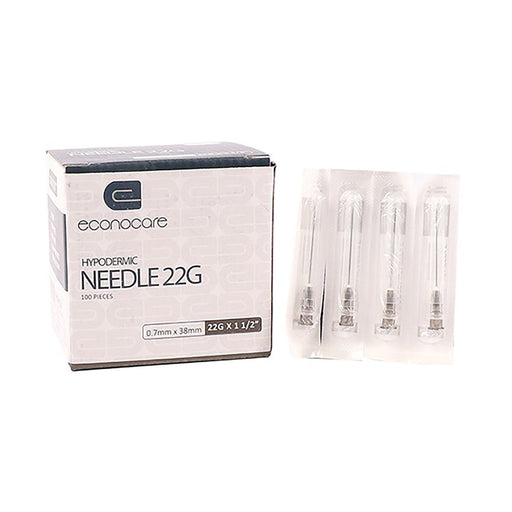 Econocare Needle 22g x 38mm Black 100 Pack