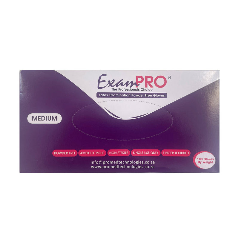 ExamPro Latex Exam Glove Exam Powder Free Medium 100 Pack