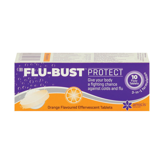 Flu Bust Protect Orange 10 Effervescent Tablets