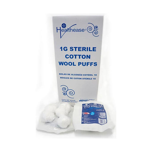 Healthease sterile cotton wool balls 1 g five per pouch 20 pouches