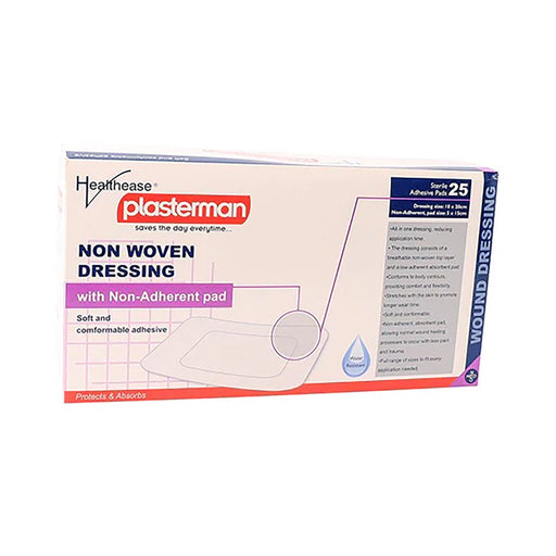 Healthease non-woven adhesive dressing 10 x 25 cm with non-adherent pad 25 pack