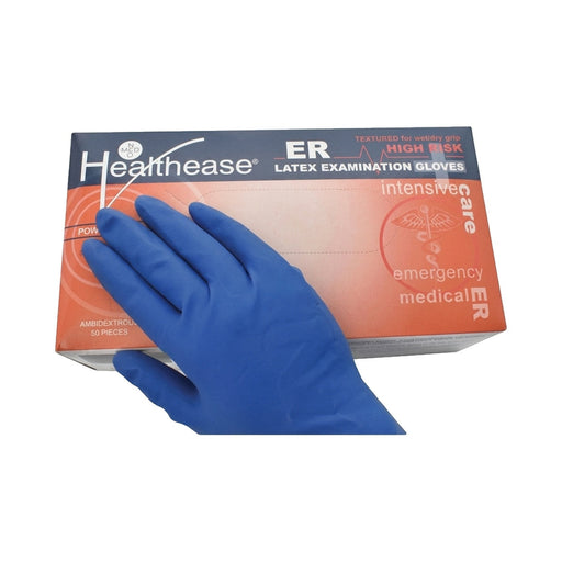 Healthease high-risk powder-free latex examination gloves Medium 50 pack