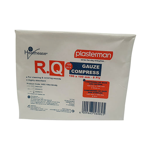 Healthease Gauze 10 x 10cm 8 Ply Rq N/S 100 Pack