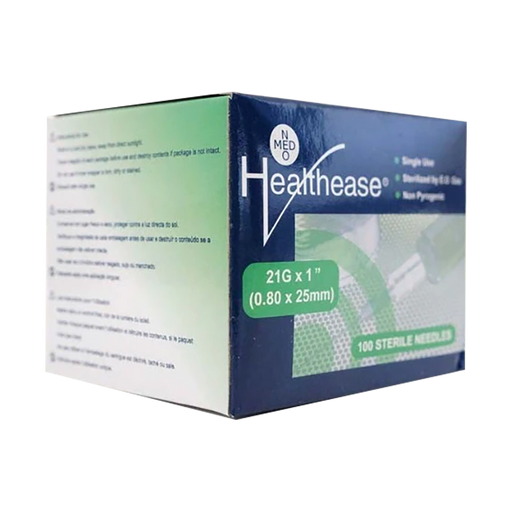 Healthease Needle 21g x 25mm Green 100 Pack