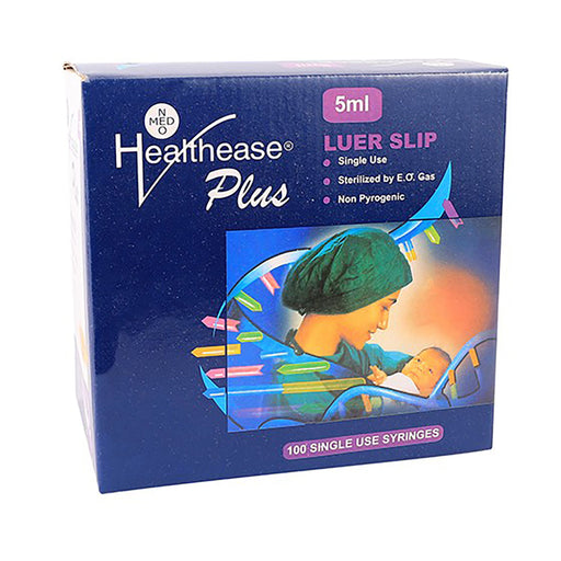 Healthease Syringes 5ml 3part Luer Lock 100 Pack