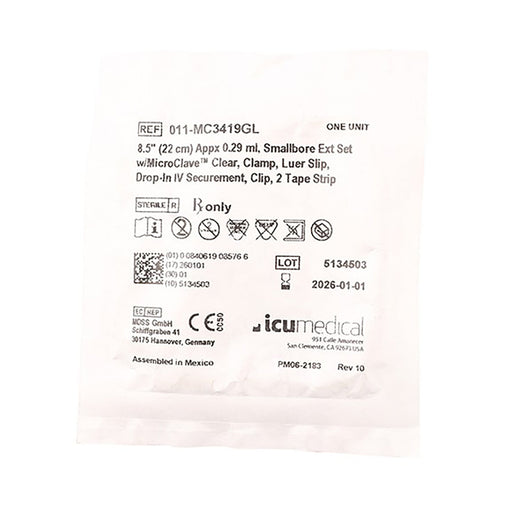 ICU Medical Extesion Set Mini Bore 22cm 011 C3419gl 1 Unit