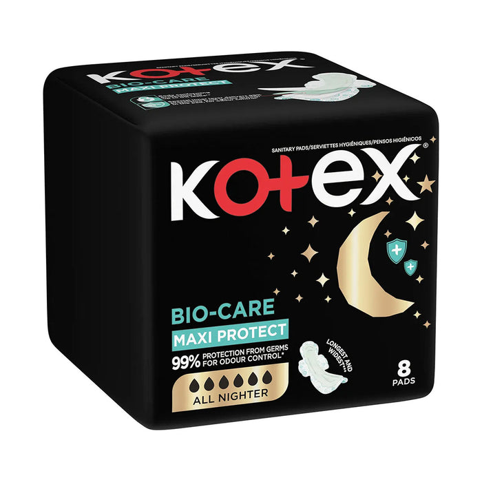 Kotex Bio-Care Maxi Pads Night 8 Pack