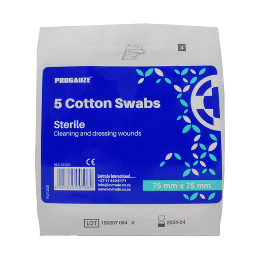 Levtrade Gauze 75 x 75mm x 8 Ply Sterile 5 Pack