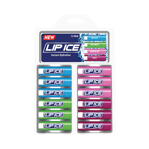 Lip Ice Lip Balm Assorted Wax Tray 12 Pack