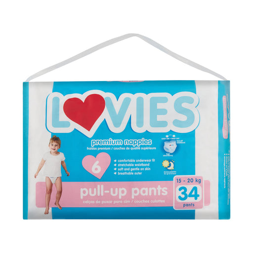 Lovies Premium Nappies Size 6 Pull-Up Pants 34 Pack