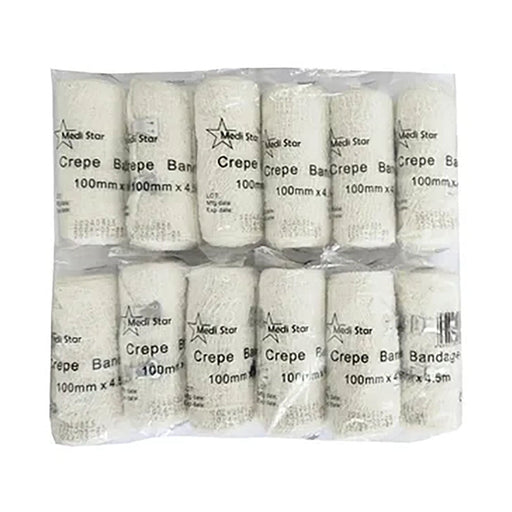 Medistar crepe bandages 10 cm x 4.5 m 12 pack