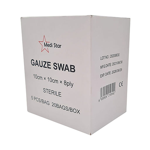 Medistar Gauze Sterile 100 x 100mm 8 Ply 5 x 20 Pack