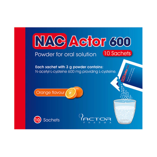 Nac Actor 600 For Oral Solution Orange Powder 10 Sachets
