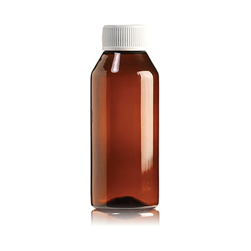 Plastic Round Amber Screw Bottle 100ml 100 Pack