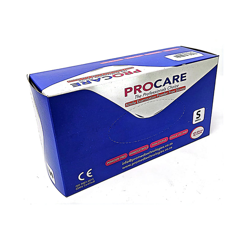 Procare Exam Gloves Nitrile Powder Free Small 100 Pack
