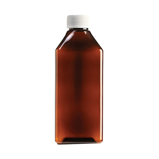 Rectangle Plastic Bottle Amber with Screw Cap 200ml 100 Pack