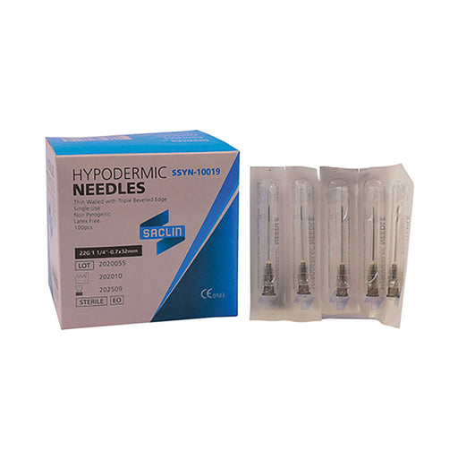 Saclin Needle 22g x 32mm Black 100 Pack