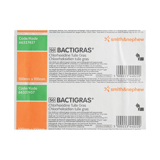 Smith & Nephew Bactigras Dressing 100mm x 100mm 1 Unit
