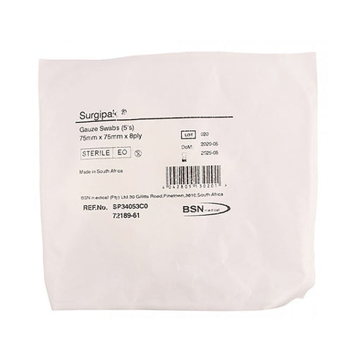 Surgipak Gauze 75 x 75mm x 8 Ply 5 Pack