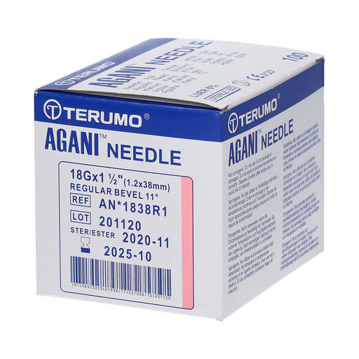 Terumo Needle 18g x 38mm Pink 100 Pack