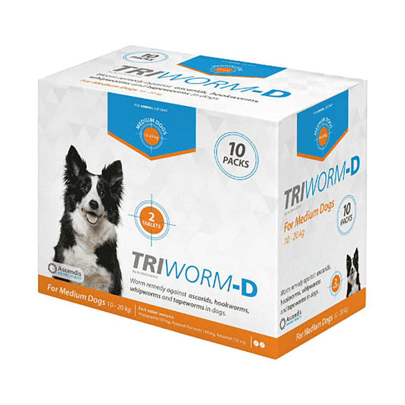 Triworm-D Medium 10 - 20kg 2 x 10 Packs