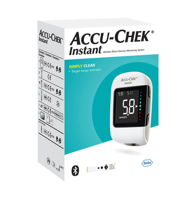 Accu-Chek Instant Meter Kit box showing the blood glucose meter on the front packaging