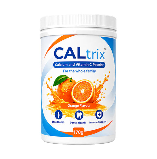 Cal-C-Kids Junior Powder 170g, with a front label showing CALtrix Calcium and Vitamin C Powder