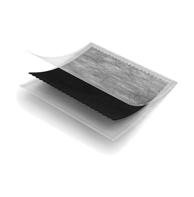 Solventum Actisorb Activated Charcoal Silver 220 Dressing, 10.5 x 10.5cm, 1 unit, MAS105, shown as a layered dressing