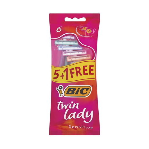 BIC Twin Lady Sensitive Disposable Razor 5 Pack + 1 Free