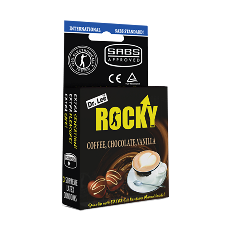 Dr. Lee Rocky Condoms Coffee, Chocolate, Vanilla 3 Condoms