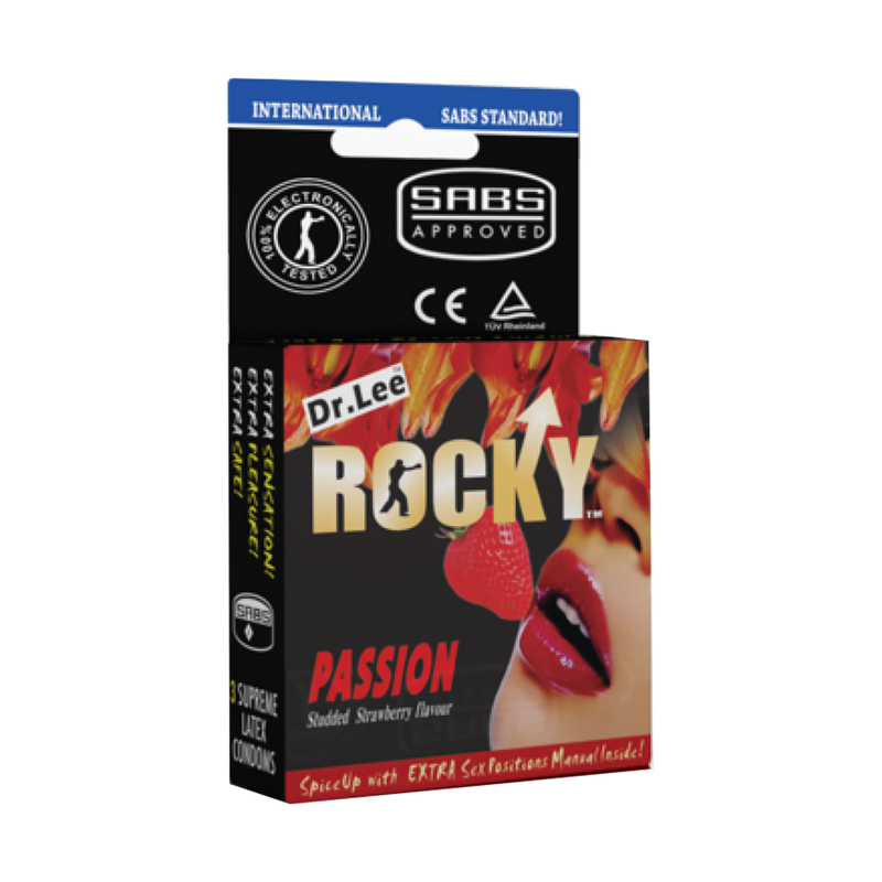 Dr. Lee Rocky Condoms Strawberry Studded 3 Condoms