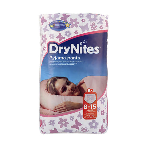 DryNites Girl Pyjama Pants 8-15 Years 9 Pack