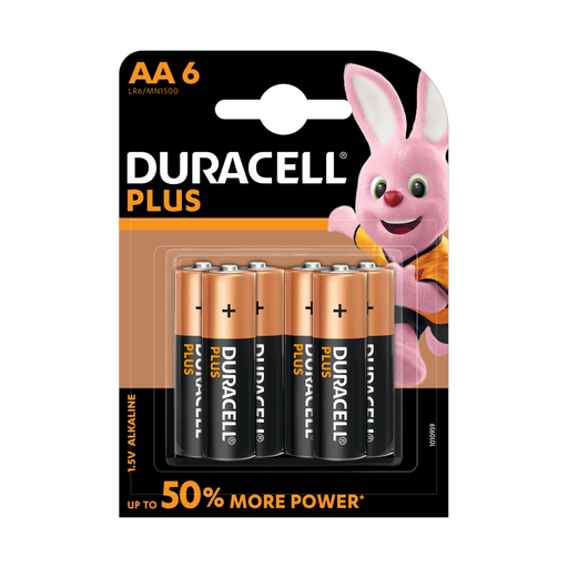 Duracell Plus AA Alkaline Batteries x 6 Batteries