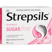 Strepsils Strawberry Sugar Free 16 Lozenges