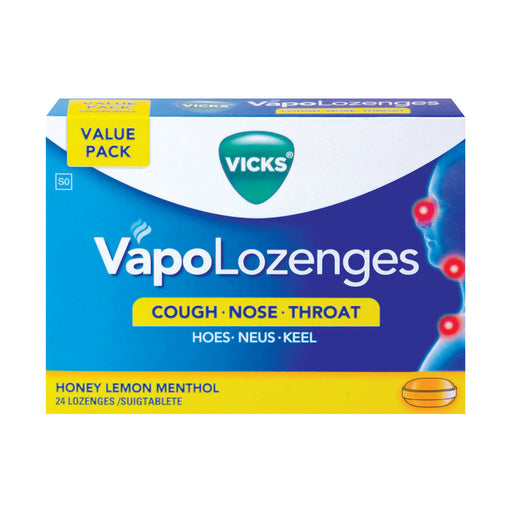 Vicks Vapo Honey Lemon Menthol Lozenges 24 Lozengers