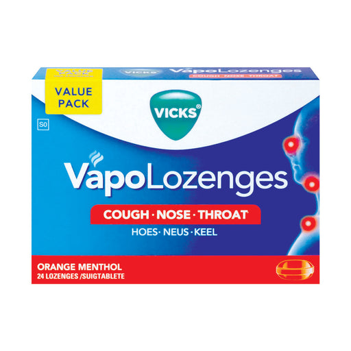 Vicks Vapo Orange Menthol Lozenges 24 Lozenges